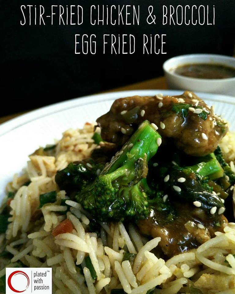 Stir fried chicken and broccoli with rice 4